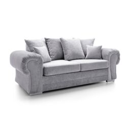 Abakus Direct Verona Collection 3 Seater in Light Grey Crushed Chenille - thumbnail 3