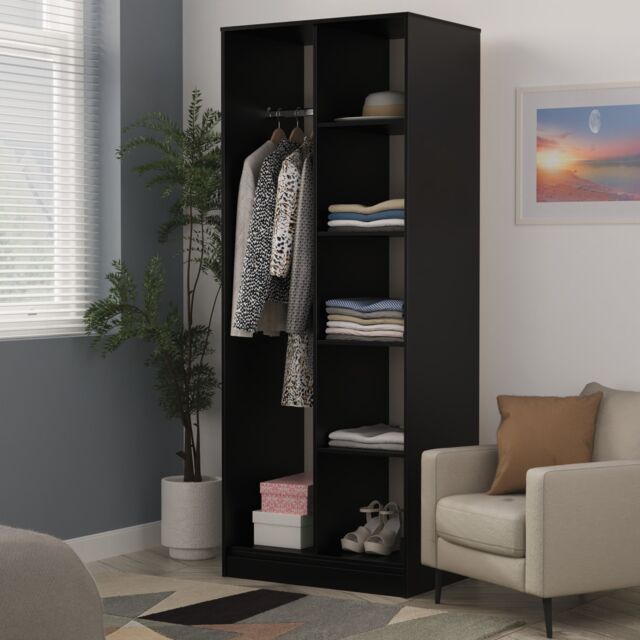 Ready Assembled 2 U Metro Open Wardrobe (Ready Assembled) in True Black - Size: Large - image 1
