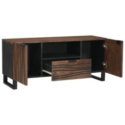 Berkfield Home TV Cabinet - 105 x 33.5 x 46 cm, Made from Solid Mango Wood in Brown - Size: 105 x 33.5 x 46 cm - thumbnail 2