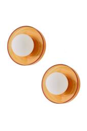 ValueLights Newbury Pair of Glass with Globe Shades IP44 Bathroom Wall Lights in Amber - thumbnail 1