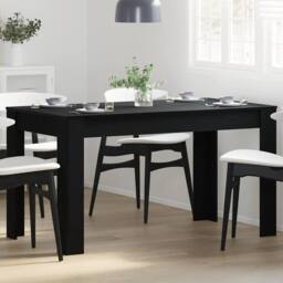 Berkfield Home Black Oak Dining Table 140x74.5x76 cm - Made of Engineered Wood - thumbnail 2