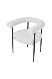 Living and Home Set of 2 Modern Dining Chairs with Black Metal Legs in White - thumbnail 9