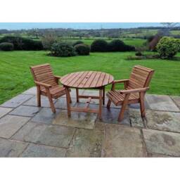 Churnet Valley Garden Furniture Ltd Valley Round Table Set - Min. Assembly Required - Set of Cushions Inc in Brown - thumbnail 5