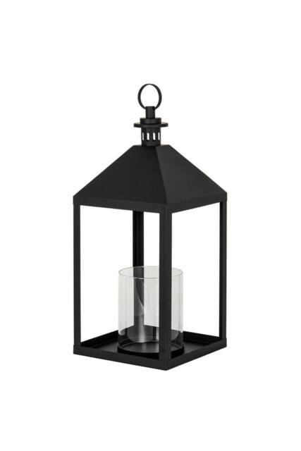 KDMD Astra Large Metal Lantern with Glass Candle Holder for Home Decor in Black - image 1