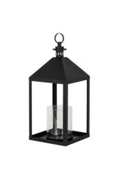 KDMD Astra Large Metal Lantern with Glass Candle Holder for Home Decor in Black - thumbnail 1