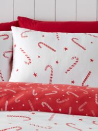 Catherine Lansfield 'Christmas Candy Cane' Duvet Cover Set in White - Size: Single - thumbnail 3