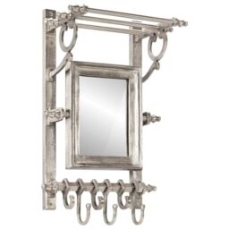 Luggage Rack with Coat Hangers Wall Mounted Aluminium - thumbnail 1