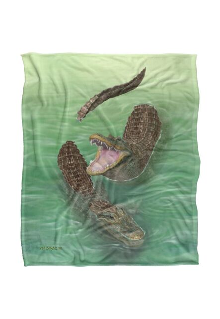 JQ Licensing Royce Mcclure Swamp Alligators Silky Touch Super Soft Throw Blanket 152 X 127 cm in White - image 1