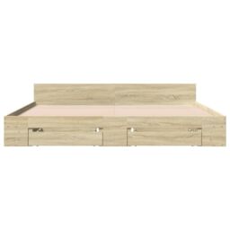 Berkfield Home Bed Frame with Drawers without Mattress Sonoma Oak 180x200 cm Super King in Brown - thumbnail 4