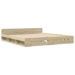 Berkfield Home Bed Frame with Drawers without Mattress Sonoma Oak 180x200 cm Super King in Brown - thumbnail 3