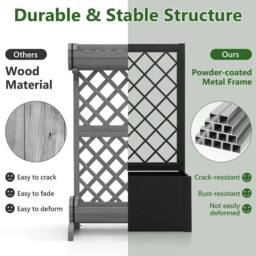 Costway Elevated Lattice Planter 112CM Metal Planter Box with Trellis in Black - thumbnail 6