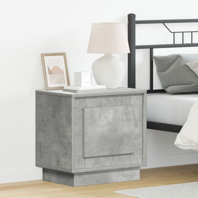 Berkfield Home Bedside Cabinet with LED Lights Concrete Grey 44x34, 5x45 cm - image 1
