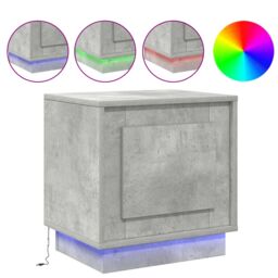 Berkfield Home Bedside Cabinet with LED Lights Concrete Grey 44x34, 5x45 cm - thumbnail 4