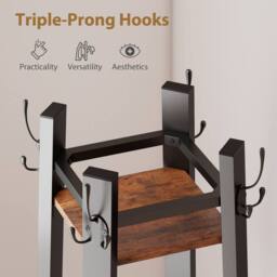 STILVORA Coat Stand with 4 Shelves & 8 Hooks in Brown - thumbnail 7