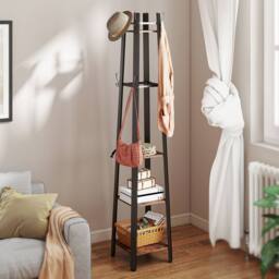 STILVORA Coat Stand with 4 Shelves & 8 Hooks in Brown - thumbnail 9