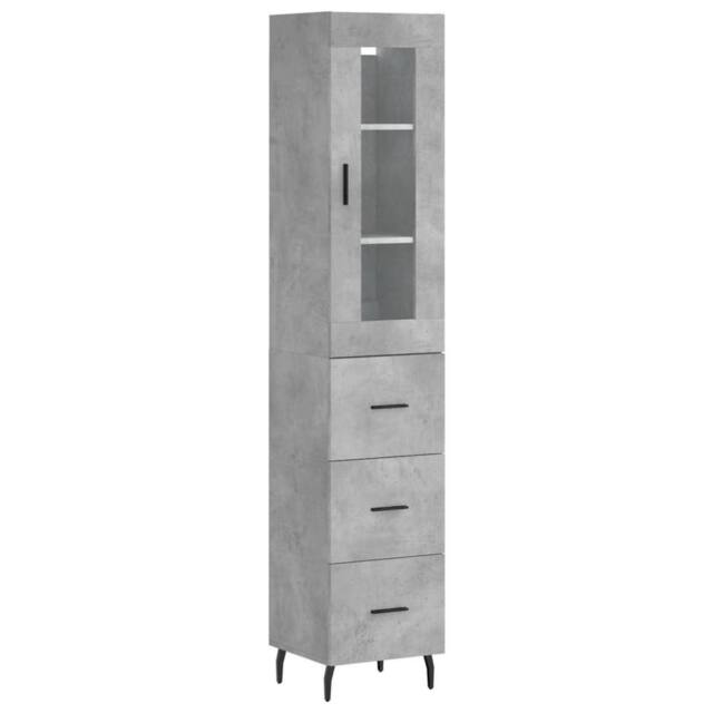 Berkfield Home Highboard Concrete Grey 34.5x34x180 cm Engineered Wood - image 1