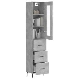 Berkfield Home Highboard Concrete Grey 34.5x34x180 cm Engineered Wood - thumbnail 3