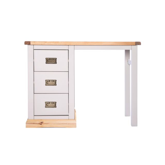 Cabinet Bits Bomporto 3 Drawer Desk - Dressing Table Brass Drop Handle in Light Grey - image 1