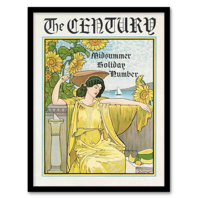 Artery8 Louis Rhead The Century Midsummer Holiday Issue Cover Framed Art Print in Yellow - Size: A4 - image 1