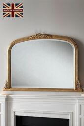 Yearn Mirrors Beaded Overmantle Mirror Gold Bevelled 101(w)x66cm(h) - thumbnail 1