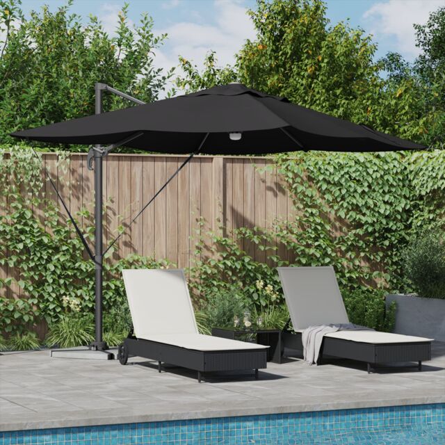 Berkfield Home Cantilever Umbrella - Black Polyester, Powder-Coated Steel Large - image 1