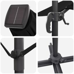 Berkfield Home Cantilever Umbrella - Black Polyester, Powder-Coated Steel Large - thumbnail 9