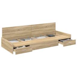 Berkfield Home Storage Bed Frame Sonoma Oak 80 x 200 cm Engineered wood in Light Oak - thumbnail 3