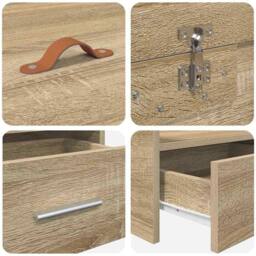 Berkfield Home Storage Bed Frame Sonoma Oak 80 x 200 cm Engineered wood in Light Oak - thumbnail 9