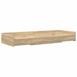 Berkfield Home Storage Bed Frame Sonoma Oak 80 x 200 cm Engineered wood in Light Oak - thumbnail 2