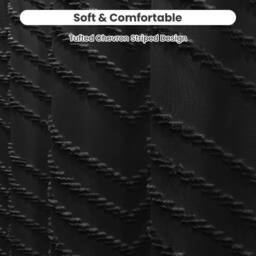 INHOUSOLU HOME DECOR Stylish Shower Curtain Tufted Textured Chevron Striped Tassel in Black - thumbnail 3