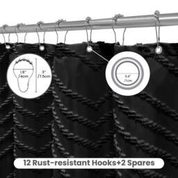 INHOUSOLU HOME DECOR Stylish Shower Curtain Tufted Textured Chevron Striped Tassel in Black - thumbnail 5