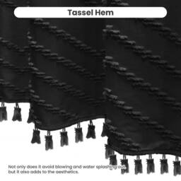 INHOUSOLU HOME DECOR Stylish Shower Curtain Tufted Textured Chevron Striped Tassel in Black - thumbnail 6