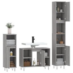 Berkfield Home 3 Piece Bathroom Furniture Set Grey Sonoma Engineered Wood - thumbnail 4
