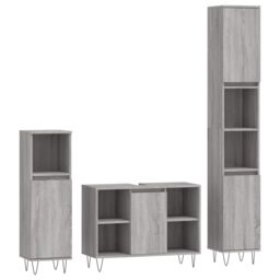 Berkfield Home 3 Piece Bathroom Furniture Set Grey Sonoma Engineered Wood - thumbnail 2