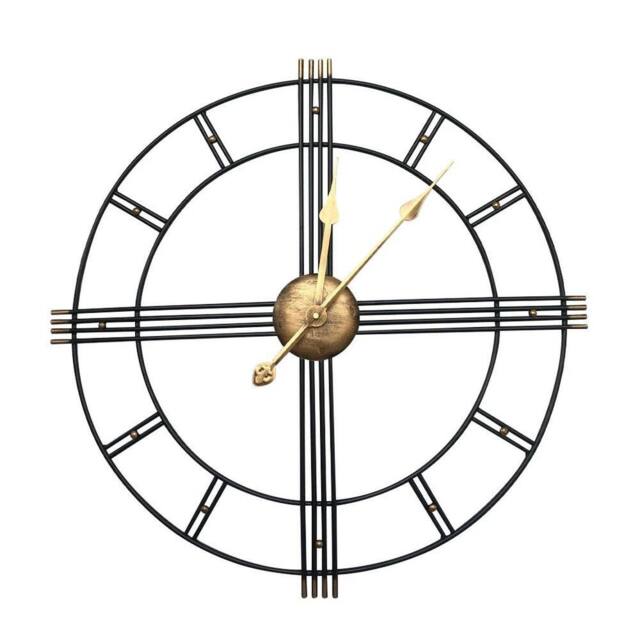 Hinsinc 60cm Gold Wall Clock Big Giant Large in Black - Size: 0.6m2 - image 1