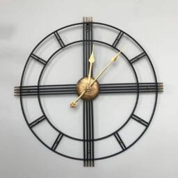 Hinsinc 60cm Gold Wall Clock Big Giant Large in Black - Size: 0.6m2 - thumbnail 2
