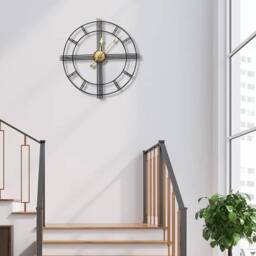 Hinsinc 60cm Gold Wall Clock Big Giant Large in Black - Size: 0.6m2 - thumbnail 6