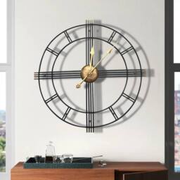 Hinsinc 60cm Gold Wall Clock Big Giant Large in Black - Size: 0.6m2 - thumbnail 3