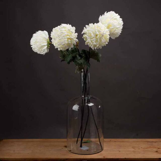 Lemon Pavilion Furniture and Decor Large Chrysanthemum Artificial Flower - L15 x W15 x H87 cm - White