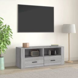 Berkfield Home TV Cabinet Grey Sonoma 100x35x40 cm Engineered Wood - Size: 100 x 35 x 40 cm - thumbnail 1