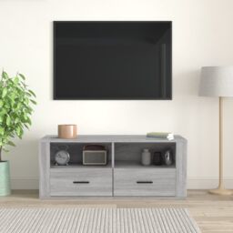 Berkfield Home TV Cabinet Grey Sonoma 100x35x40 cm Engineered Wood - Size: 100 x 35 x 40 cm - thumbnail 3