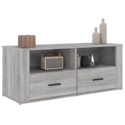 Berkfield Home TV Cabinet Grey Sonoma 100x35x40 cm Engineered Wood - Size: 100 x 35 x 40 cm - thumbnail 4
