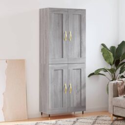 Berkfield Home Highboard Grey Sonoma 69.5x34x180 cm Engineered Wood - thumbnail 1