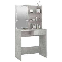 Berkfield Home White Dressing Table with LED Concrete Grey 74.5x40x141 cm