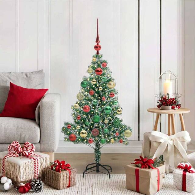 Berkfield Home Artificial Christmas Tree Snow Flocked with LED Light 120 cm in Green - image 1