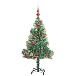 Berkfield Home Artificial Christmas Tree Snow Flocked with LED Light 120 cm in Green - thumbnail 3