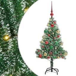 Berkfield Home Artificial Christmas Tree Snow Flocked with LED Light 120 cm in Green - thumbnail 2