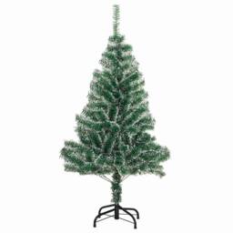 Berkfield Home Artificial Christmas Tree Snow Flocked with LED Light 120 cm in Green - thumbnail 7