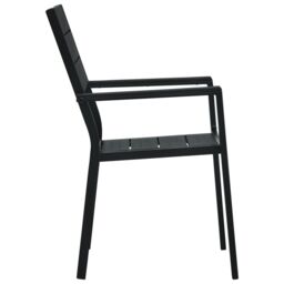 Berkfield Home Garden Chairs 4 pcs Black HDPE Wood Look - thumbnail 4