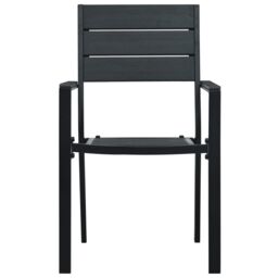 Berkfield Home Garden Chairs 4 pcs Black HDPE Wood Look - thumbnail 3